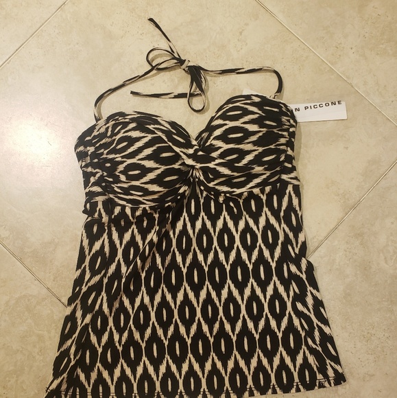 Robin Piccone Ikat Tankini in Black/Tan - Picture 3 of 6